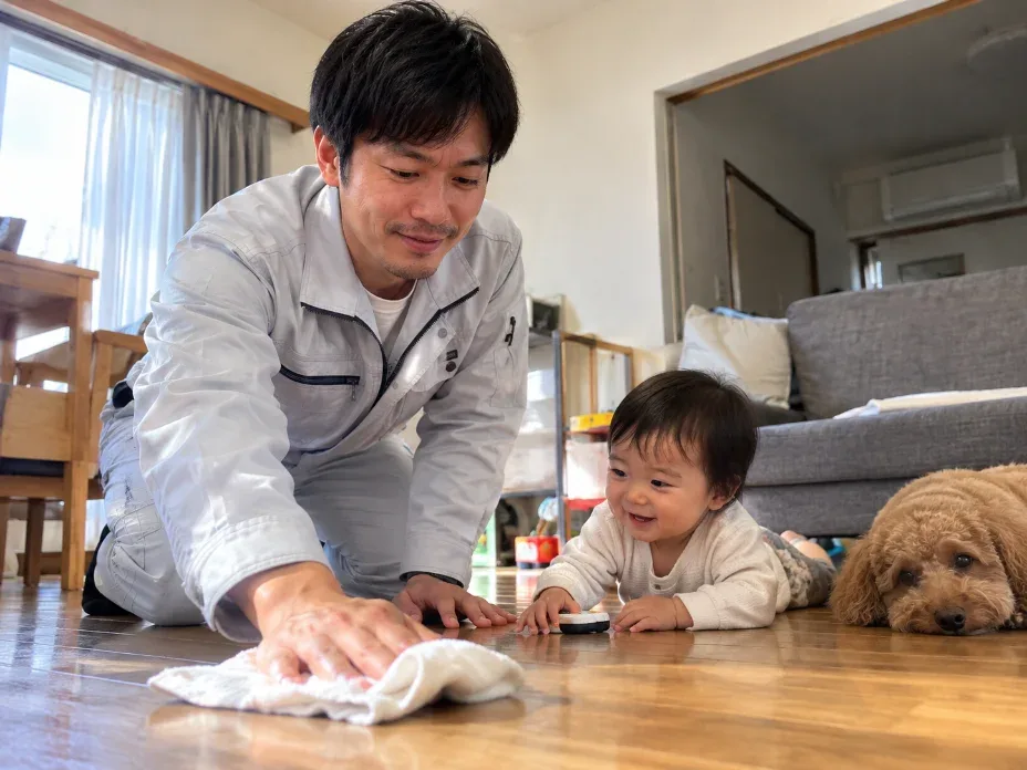 小さなお子さんとペットのいるお家での作業